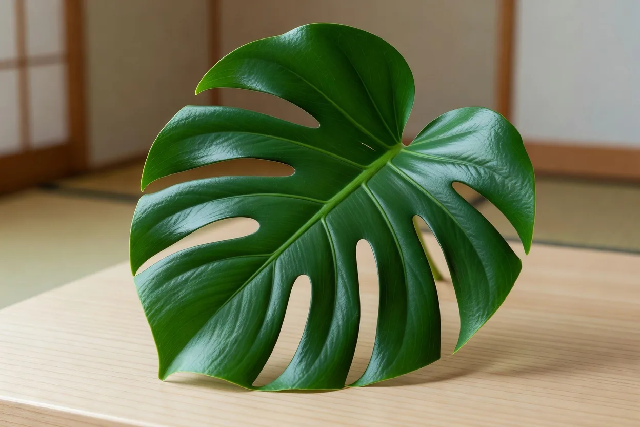 モンステラの葉のクローズアップ